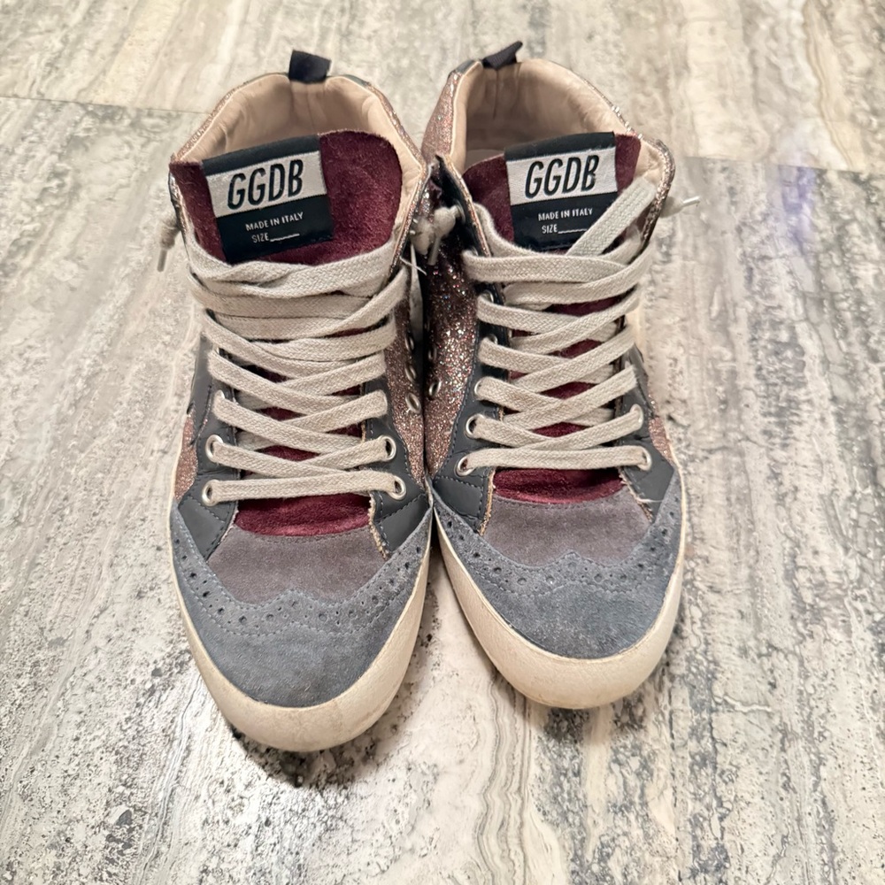 Golden Goose Mid Star Glitter Suede Leather Sneakers Size 37 - Picture 6 of 7